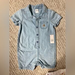 GAP Light Blue Denim Baby Romper